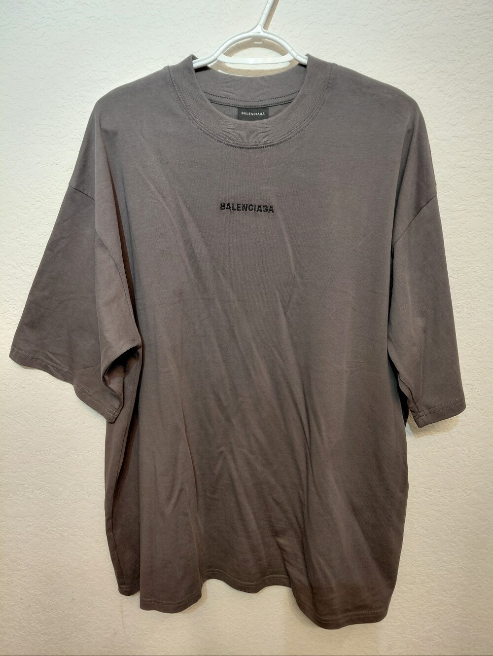Balenciaga Charcoal Gray Logo Short Sleeve 100% Cotton T-Shirt XL